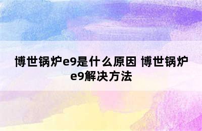 博世锅炉e9是什么原因 博世锅炉e9解决方法